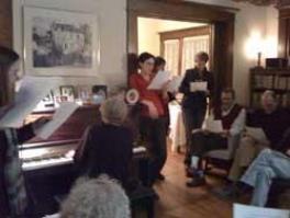 Faculty dinner, autumn 2009. Ilse plays the piano and tries to teach the linguistics faculty to sing