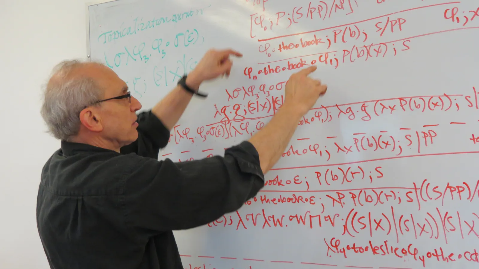 Faculty member Bob Levine presenting a proof