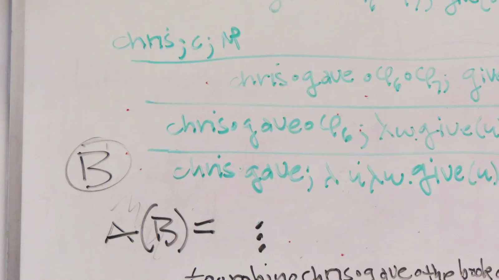 Whiteboard with syntax proof