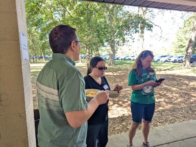 people visiting at the picnic