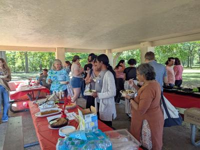 people visiting at the picnic
