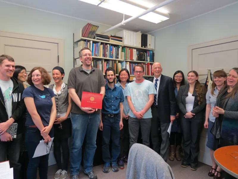 Dean Osmer visited the department to present Mike Phelan with his award