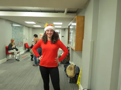 Maddie Bloomquist showing off her red top