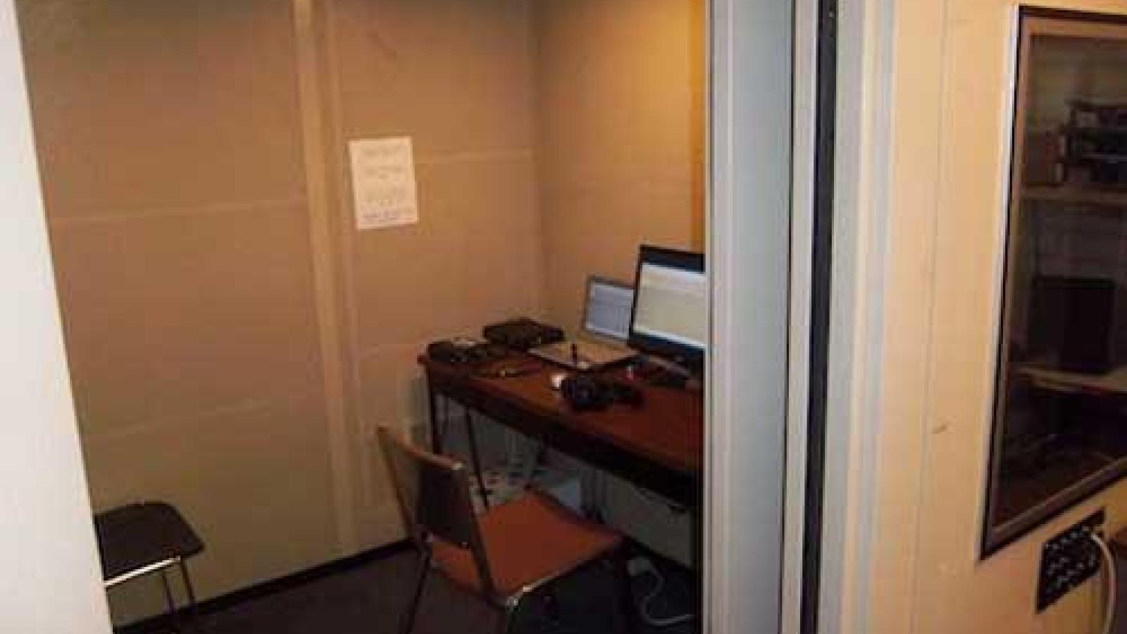 Sound booth in the Speech Production Lab (slide 1 of 2)